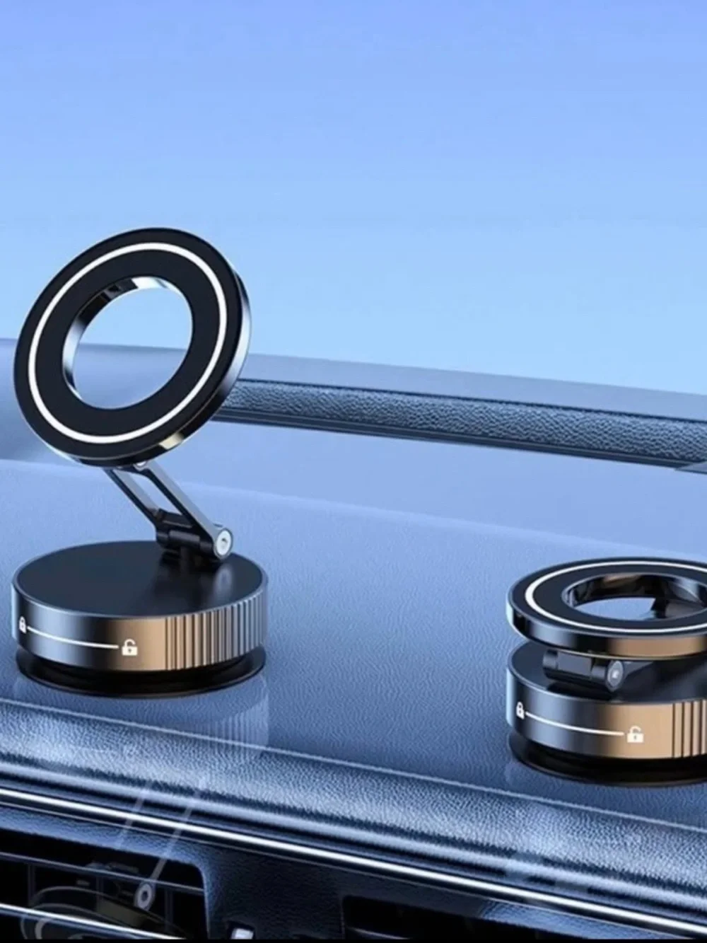 Magnetic Folding Car Phone Mount - Black
